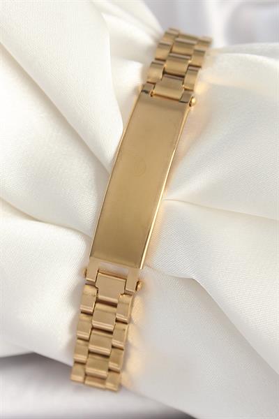 316L Çelik Gold Renk Zincir Künye Model Erkek Bileklik – PRT3500EB04404