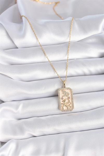 316L Çelik Gold Renk Zincir Oğlak Burcu Zirkon Taşlı Kadın Kolye – PRT3500EB02729