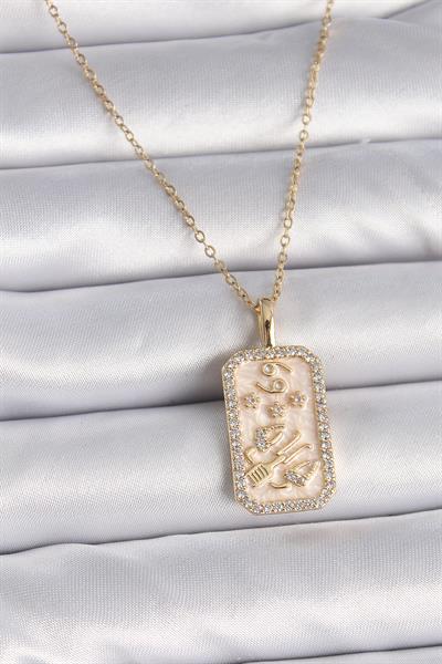 316L Çelik Gold Renk Zincir Yengeç Burcu Zirkon Taşlı Kadın Kolye – PRT3500EB02737