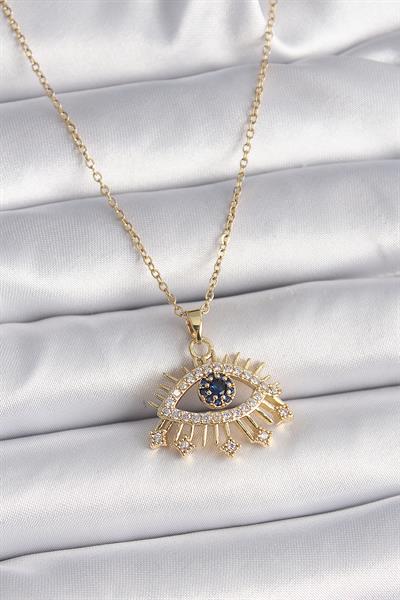 316L Çelik Gold Renk Zincir Zirkon Taşlı Göz Model Kadın Yüzük – PRT3500EB03113