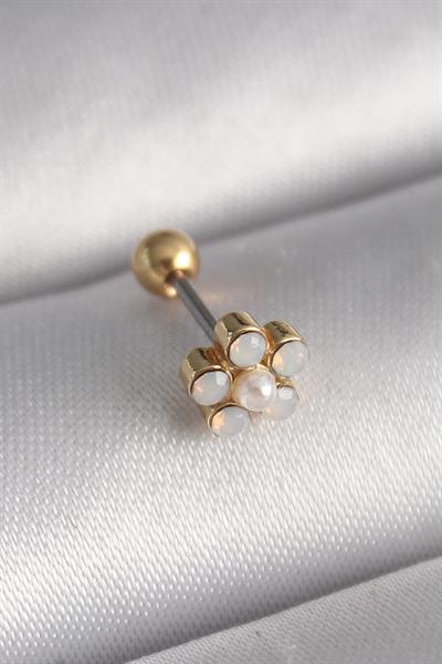 316L Çelik Gold Renk Zirkon Taşlı Çiçek Model Tragus Piercing – PRT3500EB02907