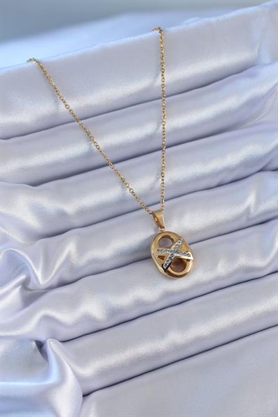 316L Çelik Gold Renk Zirkon Taşlı Kadın Kolye – PRT3500EB00564