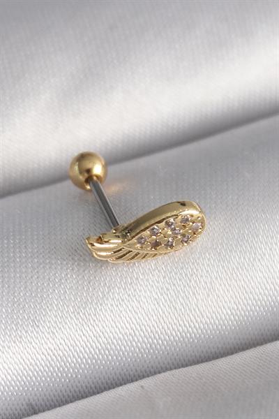 316L Çelik Gold Renk Zirkon Taşlı Kanat Tragus Piercing – PRT3500EB02893