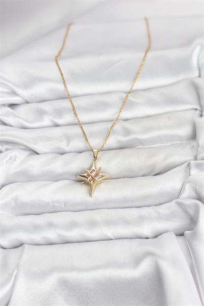 316L Çelik Gold Renk Zirkon Taşlı Kutup Yıldızı Model Kadın Kolye - PRT3500EB10223
