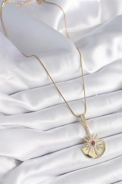 316L Çelik Gold Renk Zirkon Taşlı Yıldız Model Kadın Kolye – PRT3500EB02982