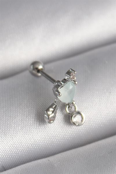 316L Çelik Gümüş Renk Beyaz Minelik Kalp Sallantı Zirkon Taş Detay Tragus Piercing – PRT3500EB02854