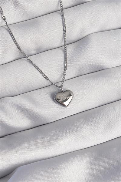 316L Çelik Gümüş Renk Kalp Model Love Kolye – PRT3500EB01839