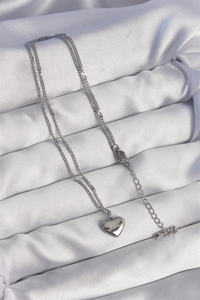 316L Çelik Gümüş Renk Kalp Model Love Kolye – PRT3500EB01839