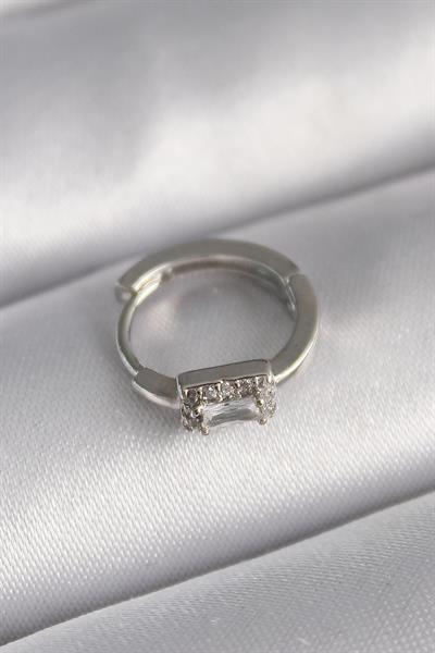 316L Çelik Gümüş Renk Kare Zirkon Taşlı Tragus Piercing – PRT3500EB02930