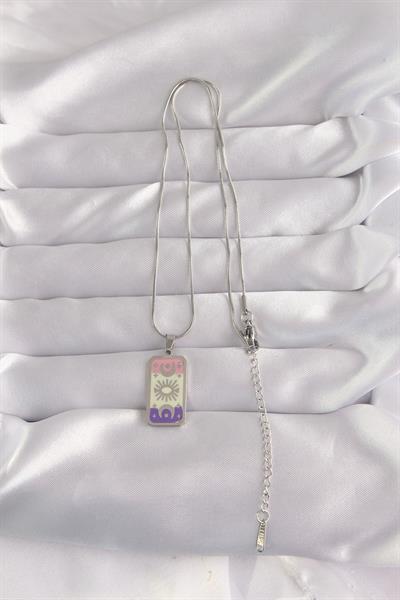 316L Çelik Gümüş Renk Karışık Mineli Ay Figür Tarot Kolye – PRT3500EB02151