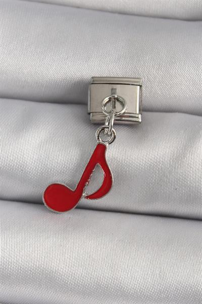 316L Çelik Gümüş Renk Kırmızı Nota Model Nomination Charm – PRT3500EB03421