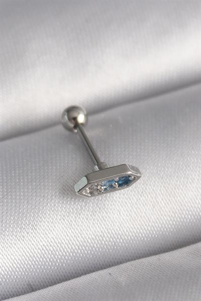 316L Çelik Gümüş Renk Mavi Zirkon Taşlı Tragus Piercing – PRT3500EB02910