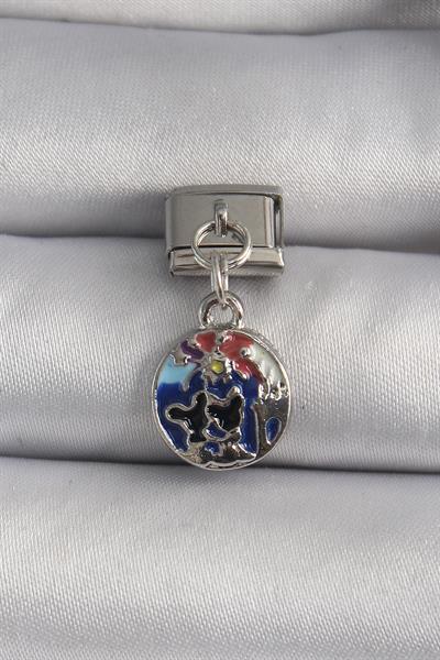 316L Çelik Gümüş Renk Sallantı Dünya Model Nomination Charm – PRT3500EB03399
