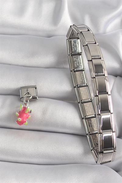 316L Çelik Gümüş Renk Sallantı Ejder Meyvesi Model Nomination Charm – PRT3500EB03418