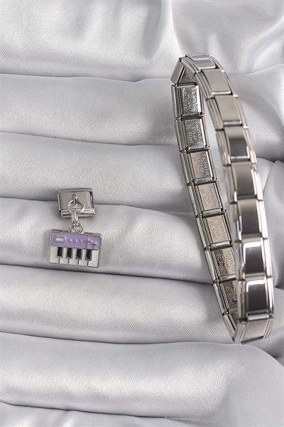 316L Çelik Gümüş Renk Sallantı Mor Piyano Figür Nomination Charm - PRT3500EB03420