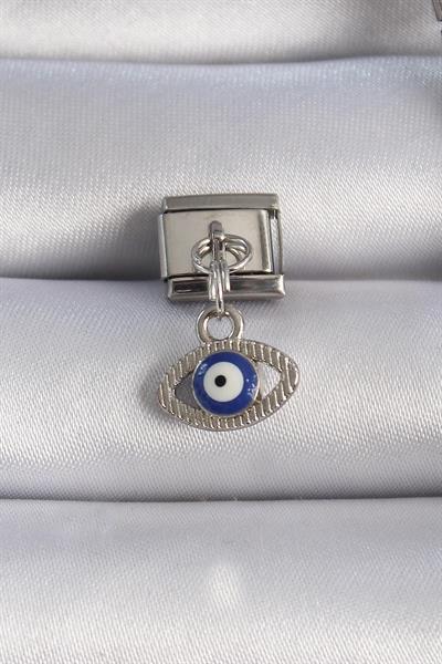 316L Çelik Gümüş Renk Sallantılı Göz Figür Nazar Boncuk Detay Nomination Charm – PRT3500EB02690