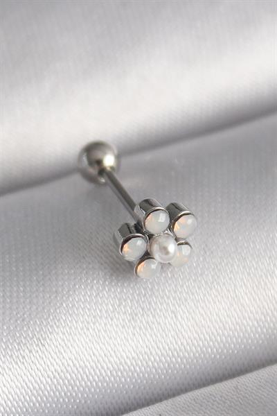 316L Çelik Gümüş Renk Zirkon Taşlı Çiçek Model Tragus Piercing – PRT3500EB02908