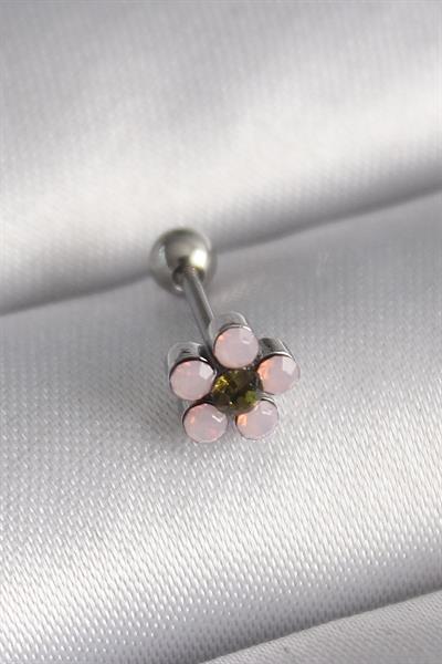 316L Çelik Gümüş Renk Zirkon Taşlı Çiçek Tragus Piercing – PRT3500EB02902