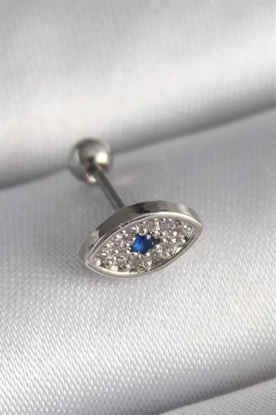 316L Çelik Gümüş Renk Zirkon Taşlı Göz Tragus Piercing – PRT3500EB02878
