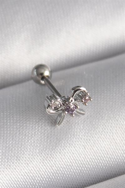 316L Çelik Gümüş Renk Zirkon Taşlı Kurdele Tragus Piercing – PRT3500EB02890