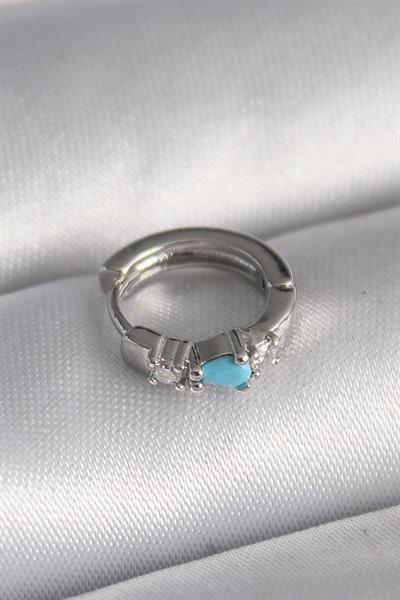 316L Çelik Gümüş Renk Zirkon Taşlı Mavi Boncuk Detay Tragus Piercing – PRT3500EB02943