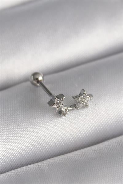 316L Çelik Gümüş Renk Zirkon Taşlı Yıldız Tragus Piercing – PRT3500EB02870