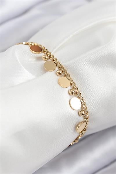 316L Çelik Sıralı Pul Model Gold Renk Kadın Bileklik – PRT3500EB08730