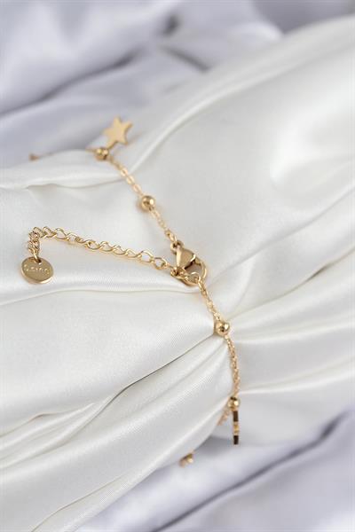 316L Çelik Sıralı Yonca Model Gold Renk Kadın Bileklik – PRT3500EB08708