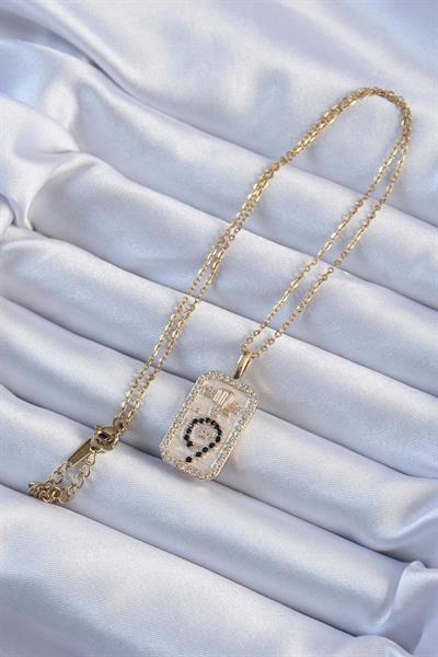 316L Çelik Zincir Altın Renk Zirkon Taşlı Minimal Papatya Figürlü Tarot Kolye – PRT3500EB02351