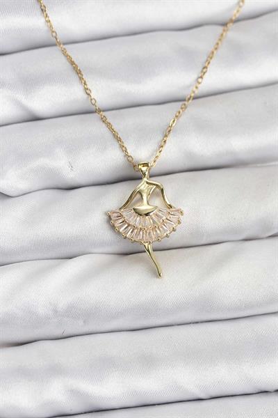 316L Çelik Zincir Gold Renk Balerin Model Kadın Kolye – PRT3500EB09765
