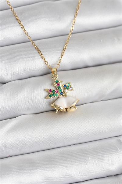 316L Çelik Zincir Gold Renk Chirtsmas Bell Model Yılbaşı Temalı Kadın Kolye – PRT3500EB09470