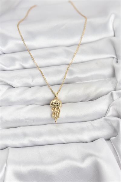 316L Çelik Zincir Gold Renk Deniz Anası Model Zirkon Taşlı Kadın Kolye - PRT3500EB10152