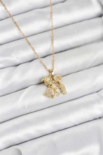 316L Çelik Zincir Gold Renk Erkek Kız Model Kadın Kolye – PRT3500EB09340