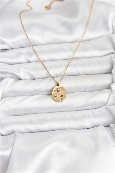 316L Çelik Zincir Gold Renk Fil Figürlü Kadın Kolye – PRT3500EB09719