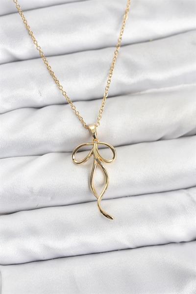 316L Çelik Zincir Gold Renk Fiyonk Model Kadın Kolye - PRT3500EB10179