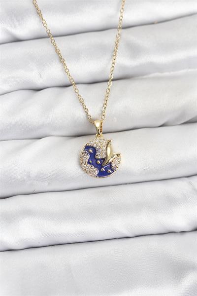 316L Çelik Zincir Gold Renk Gece Model Zirkon Taşlı Kadın Kolye - PRT3500EB10201