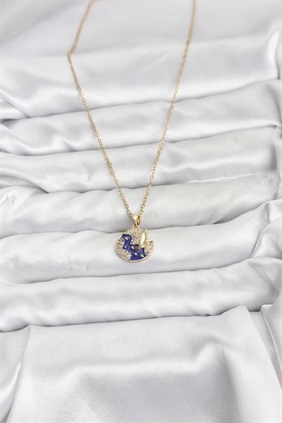 316L Çelik Zincir Gold Renk Gece Model Zirkon Taşlı Kadın Kolye - PRT3500EB10201