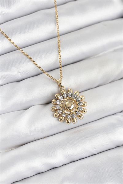 316L Çelik Zincir Gold Renk Güneş Model Kadın Kolye – PRT3500EB09328