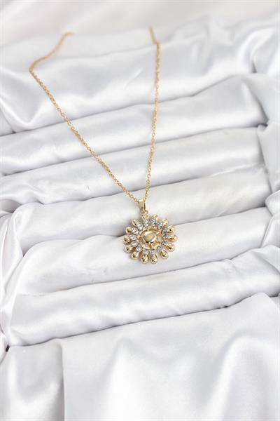 316L Çelik Zincir Gold Renk Güneş Model Kadın Kolye – PRT3500EB09328