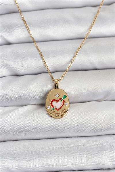 316L Çelik Zincir Gold Renk Kalp Figürlü Kadın Kolye – PRT3500EB09722