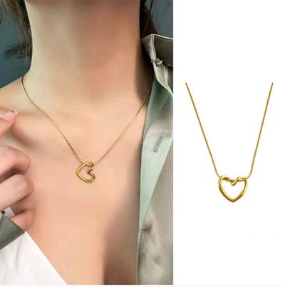316L Çelik Zincir Gold Renk Kalp Model Kadın Kolye – PRT3500EB00792