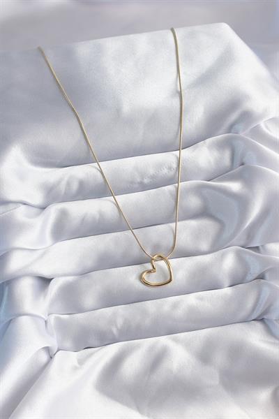 316L Çelik Zincir Gold Renk Kalp Model Kadın Kolye – PRT3500EB00792