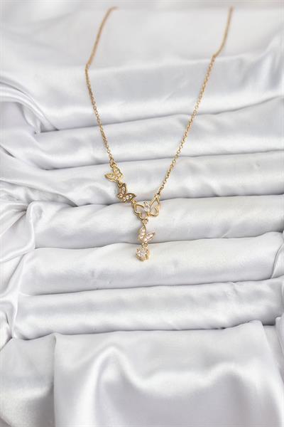 316L Çelik Zincir Gold Renk Kelebek Model Kadın Kolye – PRT3500EB09423