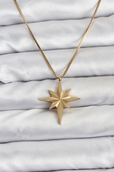 316L Çelik Zincir Gold Renk Kutup Yıldızı Model 60 cm Zincir Kadın Kolye – PRT3500EB09724