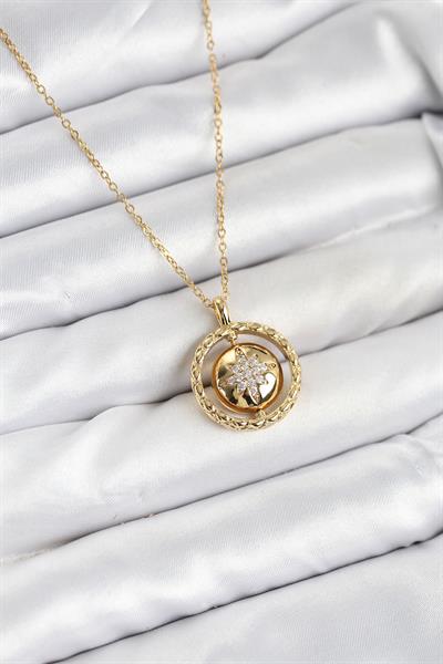 316L Çelik Zincir Gold Renk Kutup Yıldızı Model Kadın Kolye – PRT3500EB09337