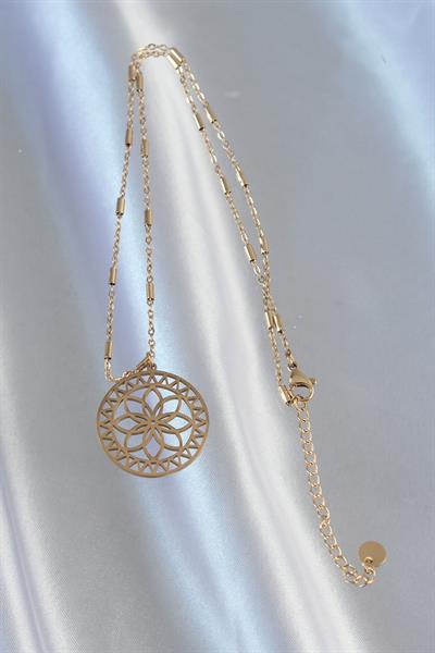 316L Çelik Zincir Gold Renk Lotus Model Kolye – PRT3500EB01816