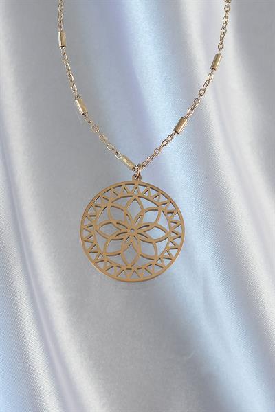 316L Çelik Zincir Gold Renk Lotus Model Kolye – PRT3500EB01816