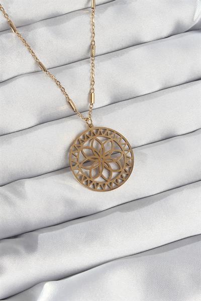 316L Çelik Zincir Gold Renk Lotus Model Kolye – PRT3500EB01816