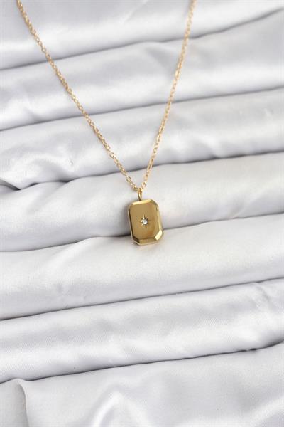 316L Çelik Zincir Gold Renk Minimal Kutup Yıldızı Model Kadın Kolye – PRT3500EB09430