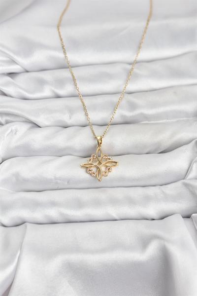 316L Çelik Zincir Gold Renk Sonsuzluk Model Zirkon Taşlı Kadın Kolye - PRT3500EB10183